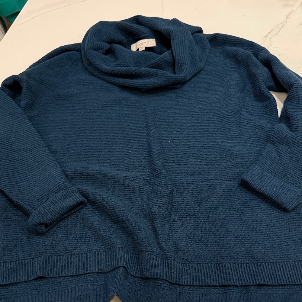 LOFT Women's Deep Blue turtle Neck Sweater